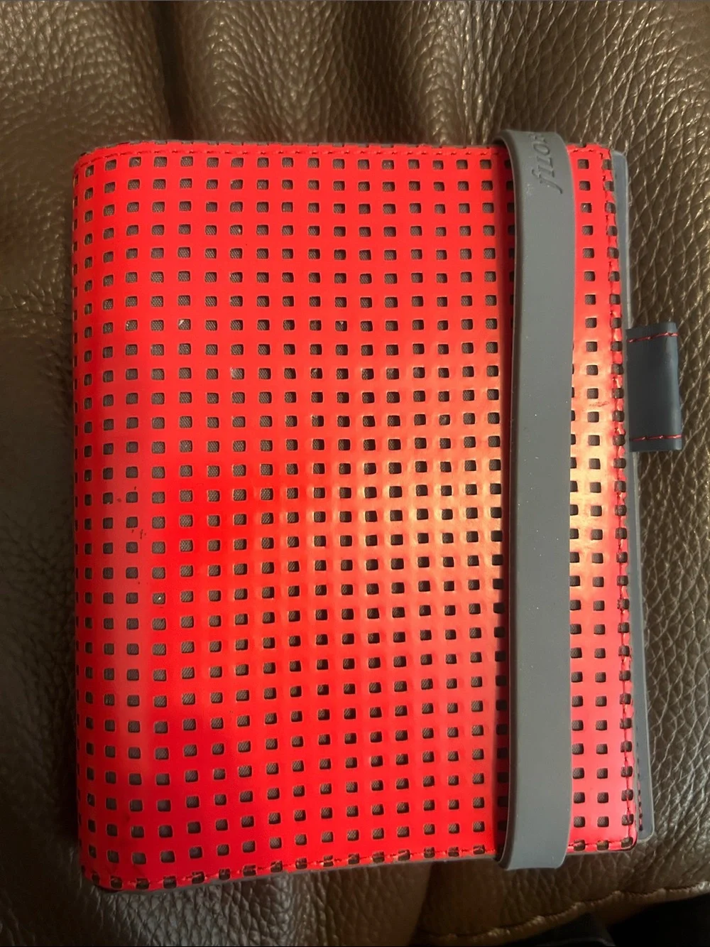 filoFAX Red Perforated Notebook with Gray Elastic Band
